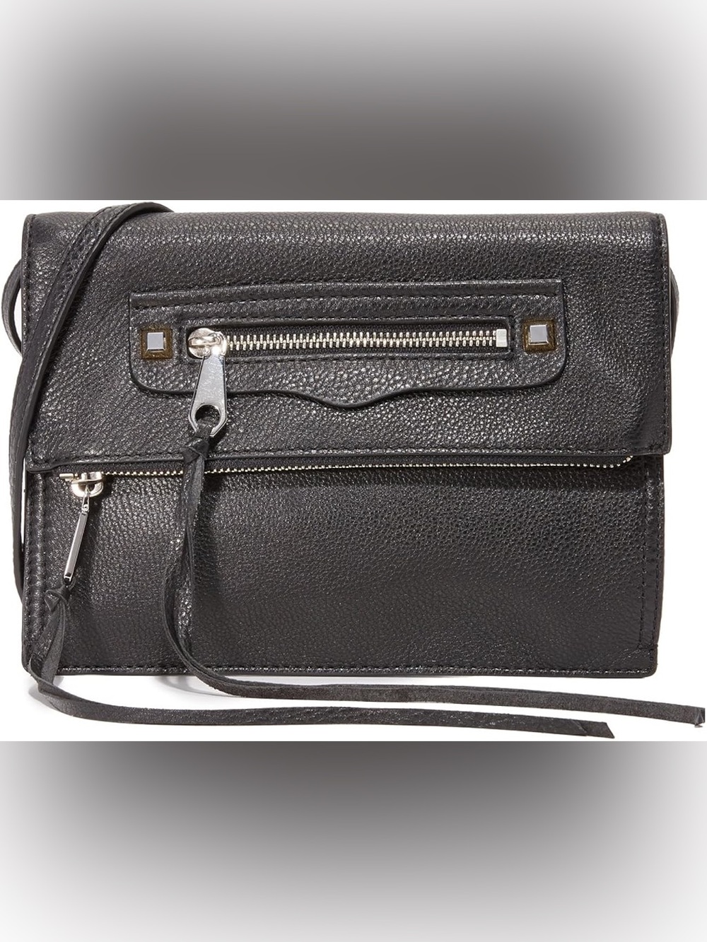 Rebecca Minkoff Black Leather Zip-Front Crossbody